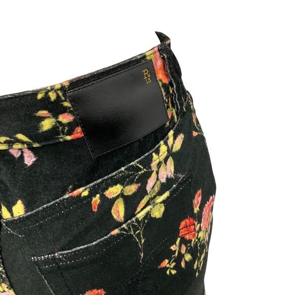 R13 BLACK FLORAL KICK FIT JEANS - Picture 4 of 7